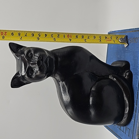 Vintage Black Cat Figurine Paperweight Bookend Doorstop in Heavy Resin 9" 2.4lb - Picture 10 of 11